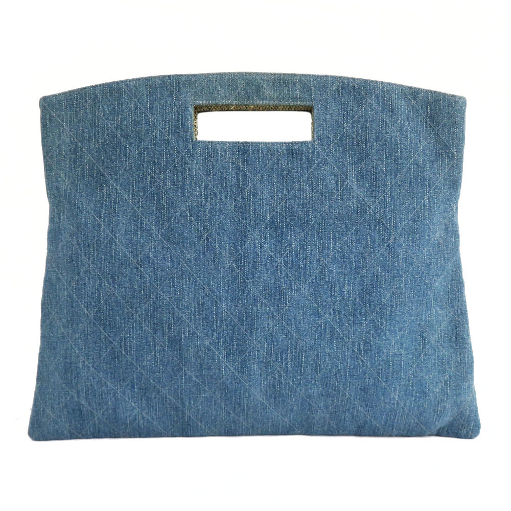 Chanel flat bag handbag denim matelasse